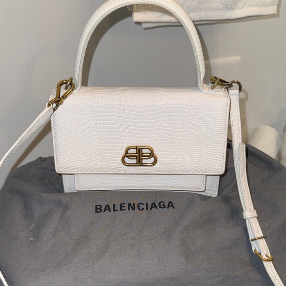 Balenciaga White Crossbody Bag with Gold Accents